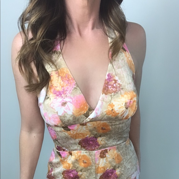 SOLD Vintage 60s Hawaiian halter wide leg jumpsuit - Picture 2 of 6